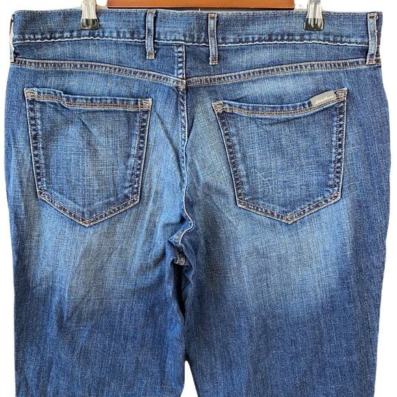 Eddie Bauer Women Dark Wash Denim Boyfriend Relaxed Distressed Patched Jeans 14 - Picture 4 of 11